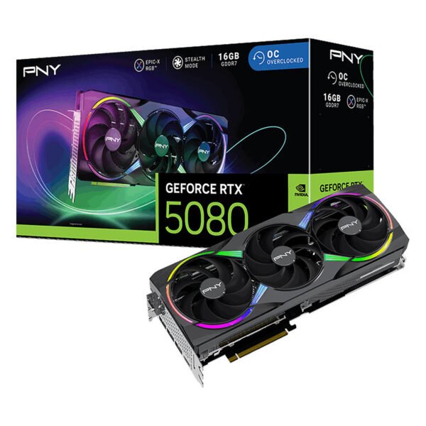 PNY GeForce RTX 5080 16GB ARGB EPIC-X RGB OC Triple Fan