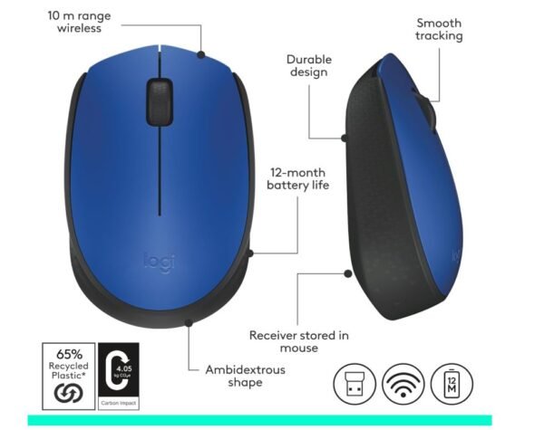 Logitech M171 Wireless Mouse - Blue - Image 8