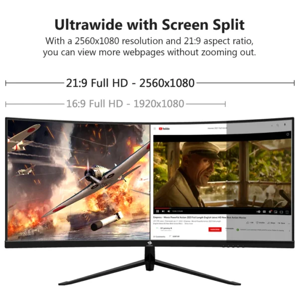 Z-EDGE UG30 30" Curved Gaming Monitor - 200Hz, 1ms Response Time, WFHD (2560x1080), FreeSync - Image 2