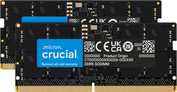 CRUCIAL 96GB (2x48GB) DDR5-5600 SODIMM | High-Performance Laptop