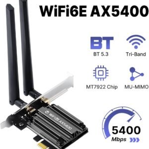 FENVI MT7922 5374Mbps WiFi 6E Adapter BT 5.3 Tri Band 2.4G 5G 6Ghz Wireless PCIE Adapter 802.11AX Network Card For PC Win 10 11